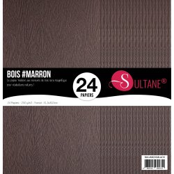 Bloc 24 papiers scrapbooking - Texture bois Ebene - 300g/m2