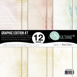 Set de 12 papiers Sultane recto/verso 30,5x30,5 cm - 250 g/m2 - Graph
