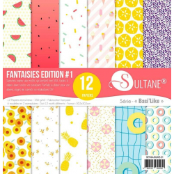 Set de 12 papeles para scrapbooking de verano - 250g/m2