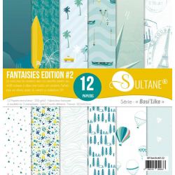 Lote de 12 papeles para scrapbooking - Fantaisies Edition Numéro2 - 250g/m2