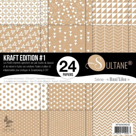 Juego de 24 papeles Sultane Kraft Edition 1 - 250 g/2 - 31,5x30,5 cm