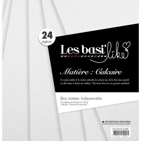 Bloc de 24 papiers Sultane - Carstock - Teinté dans la masse - Calcaire - 250g/m2