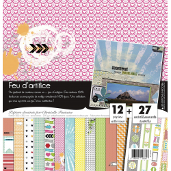 Set de 12 papiers - Feu d'artifice - 30.5x30.5 cm