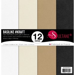 Juego de 12 papeles Sultane Authentik Nature - 4 colores (Blanco / Arena / Chocolate / Negro)